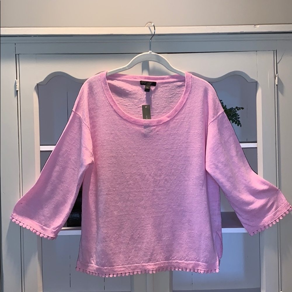 J. Crew Pom Pom Linen Sweater